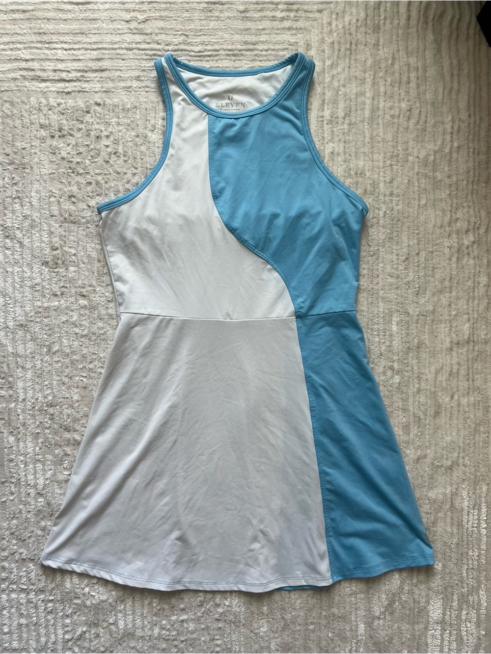 EleVen by Venus Williams Light Blue & White Athletic Fit-and-Flare Dress Size M